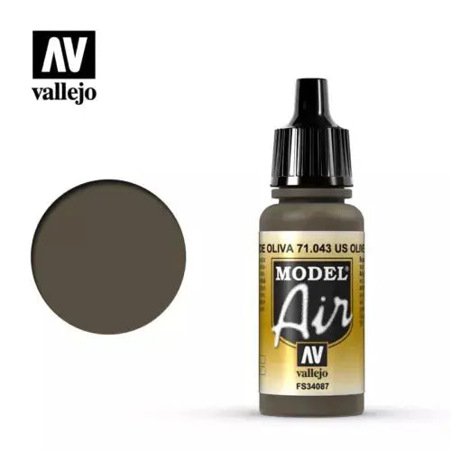 Vallejo Model Air 18ml - 71.043 US Olive Drab FRENLY BRICKS - Open 7 Days