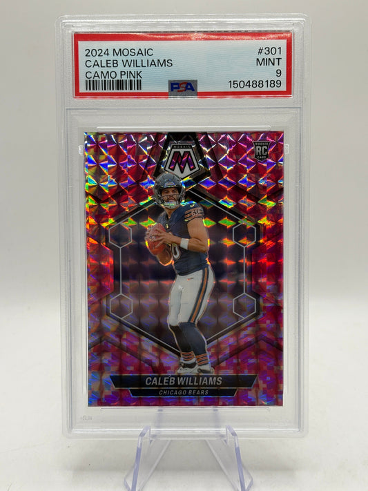 2024 Panini Mosaic - Rookies Caleb Williams #301 Camo Pink Mosaic Prizm PSA 9 FRENLY BRICKS - Open 7 Days