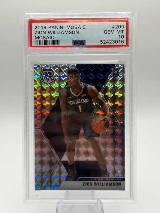 2019 Panini Mosaic Zion Williamson ROOKIE CARD #209 PSA 10 GEM MINT FRENLY BRICKS - Open 7 Days