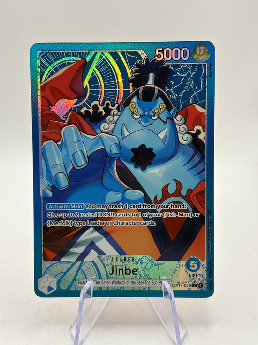One Piece TCG OP14 - Jinbe OP14-040 Leader Alternate Art FRENLY BRICKS - Open 7 Days