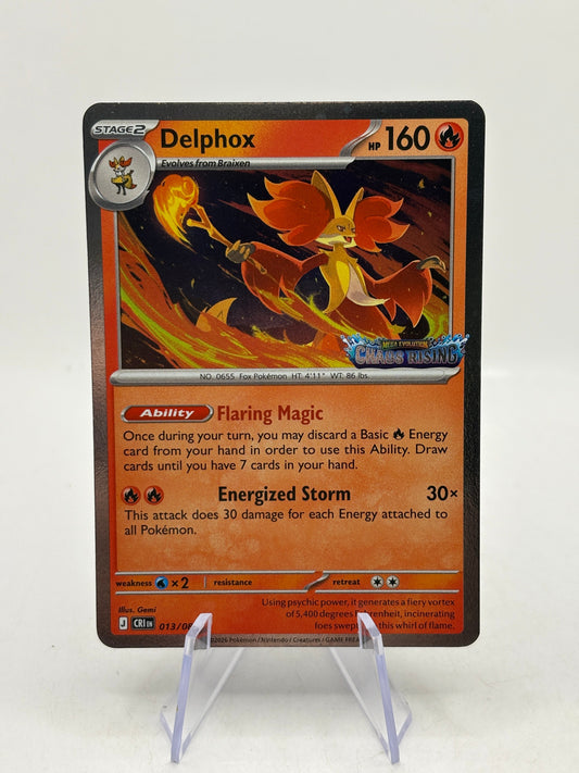 Pokemon TCG Chaos Rising - Delphox 013/086 Rare Holo Stamped FRENLY BRICKS - Open 7 Days