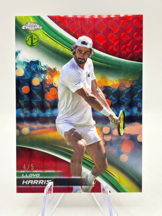 2025 Topps Chrome Tennis #153 Lloyd Harris 4/5 Red Refractor FRENLY BRICKS - Open 7 Days