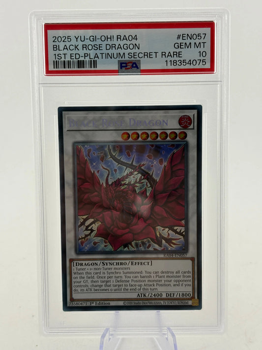 Yugioh Black Rose Dragon RA04-EN057 Platinum Secret Rare PSA 10 FRENLY BRICKS - Open 7 Days