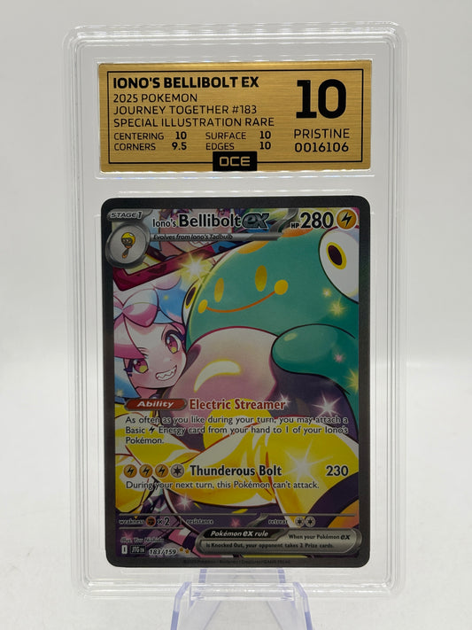 2025 Pokemon Journey Together - Iono’s Bellibolt EX 183/159 SIR OCE 10 Pristine - photo 1