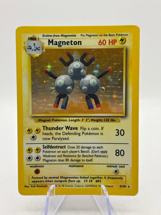 Pokemon TCG WOTC Base Set Unlimited - Magneton 9/102 Holo Rare MP - photo 1
