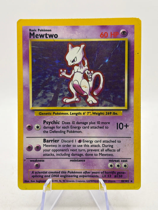 Pokemon TCG WOTC Base Set Unlimited - Mewtwo 10/102 Holo Rare DMG - photo 1