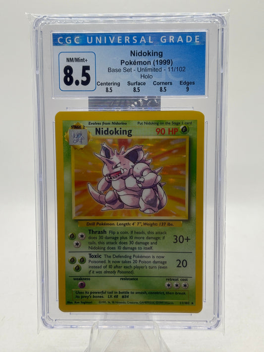 Pokemon TCG Base Set Unlimited - Nidoking 11/102 Holo CGC 8.5 FRENLY BRICKS - Open 7 Days