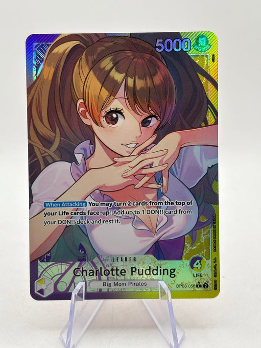 One Piece TCG OP08 - Charlotte Pudding OP08-058 Leader Alt Art NM FRENLY BRICKS - Open 7 Days
