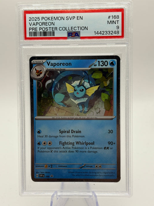 2025 Pokemon SVP Promo - Vaporeon SVP168 Black Star Promo PSA 9 FRENLY BRICKS - Open 7 Days