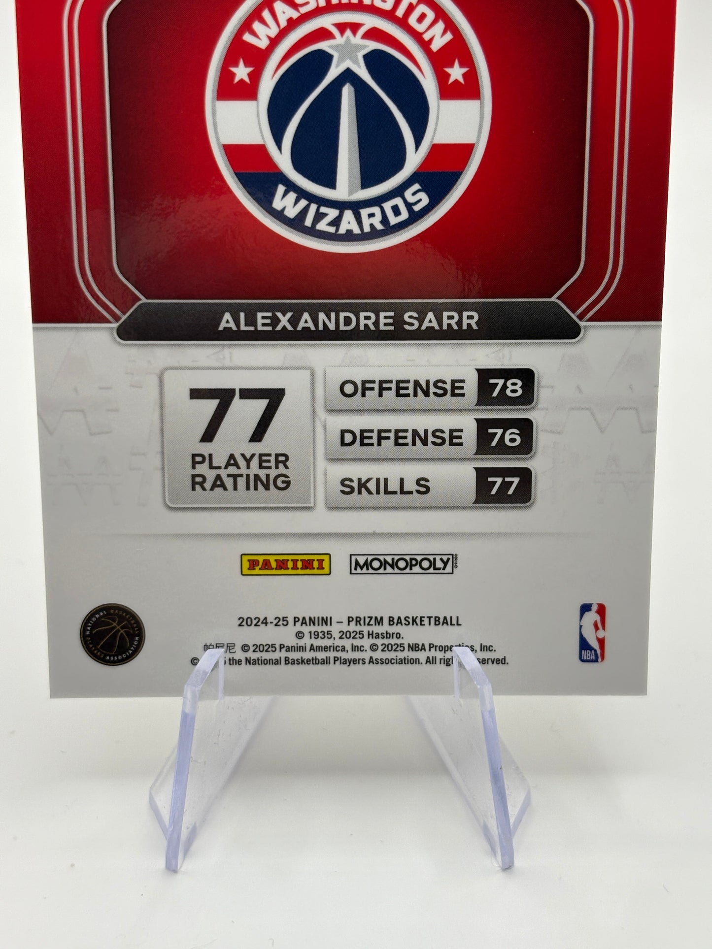 2024-25 Panini Prizm Monopoly Alexandre Sarr Rookie White Money Case Hit SP MINT FRENLY BRICKS - Open 7 Days