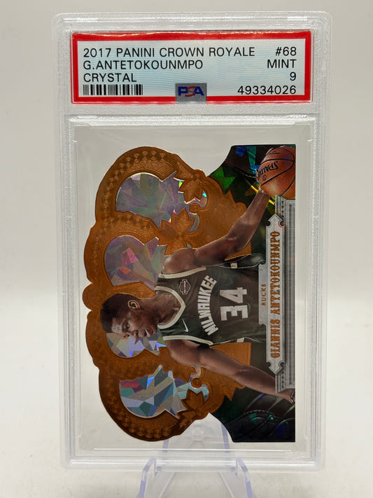 2017 Panini Crown Royale Giannis Antetokounmpo Crystal /99 PSA 9 Mint