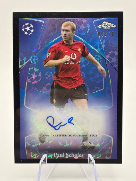 Topps Chrome 2024-25 UEFA Club - Paul Scholes Auto SLA-PS /10 Purple FRENLY BRICKS - Open 7 Days