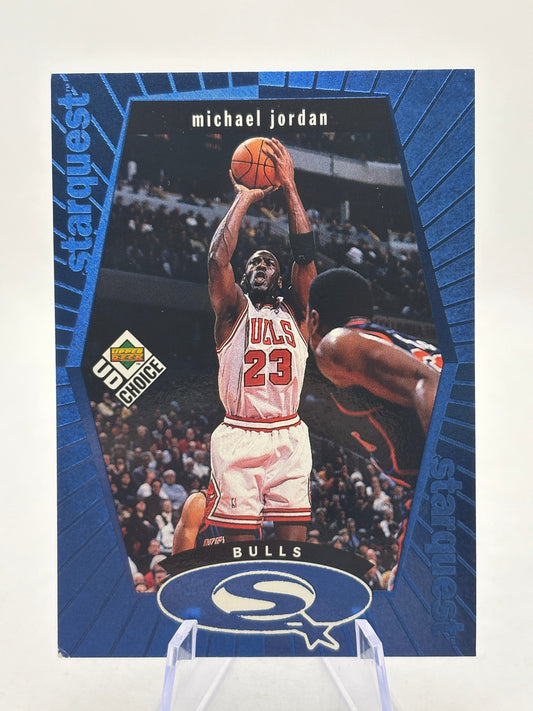 1998-99 Upper Deck Choice Michael Jordan Starquest Blue Insert Card #SQ30 FRENLY BRICKS - Open 7 Days