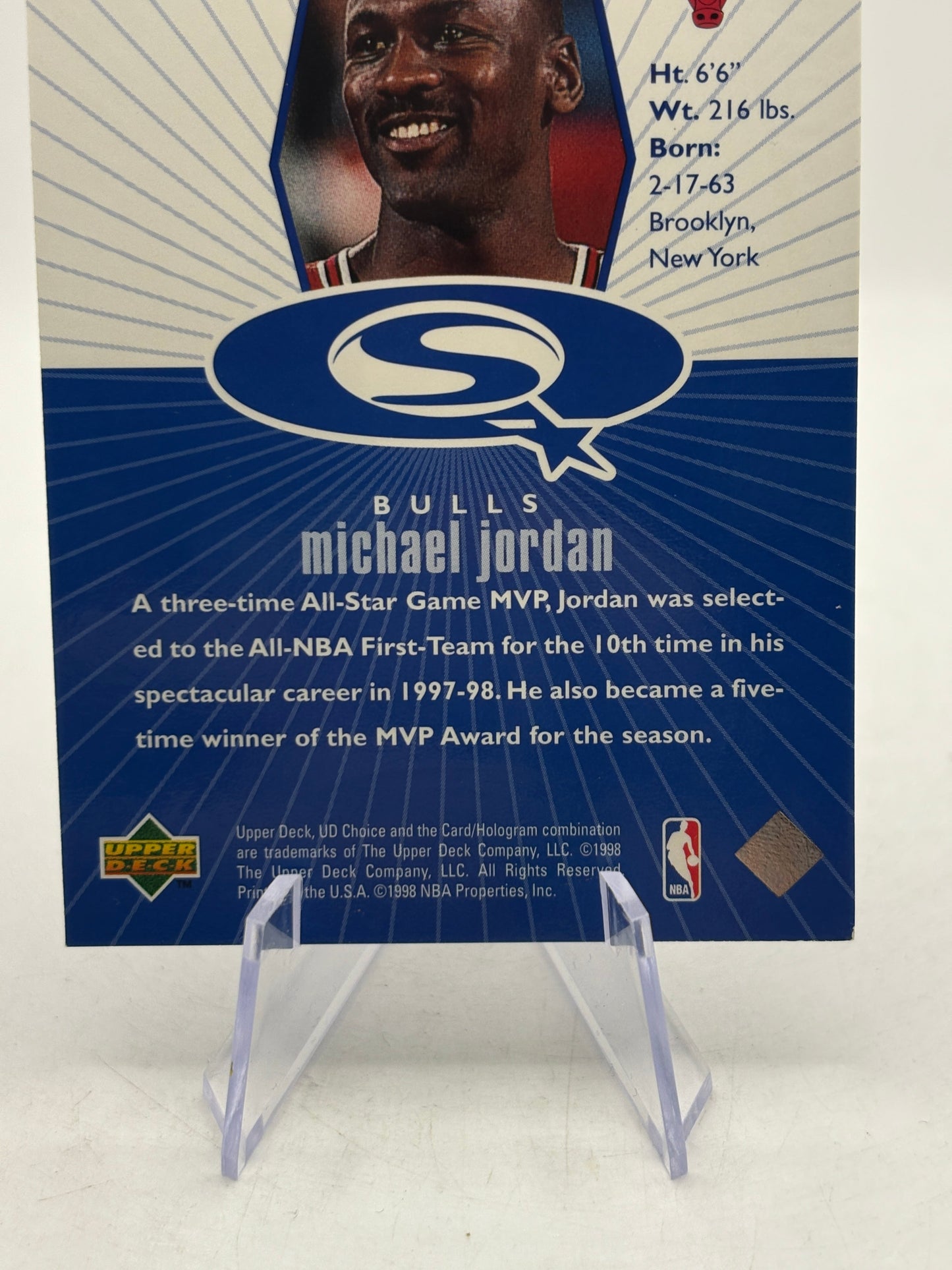 1998-99 Upper Deck Choice Michael Jordan Starquest Blue Insert Card #SQ30 FRENLY BRICKS - Open 7 Days