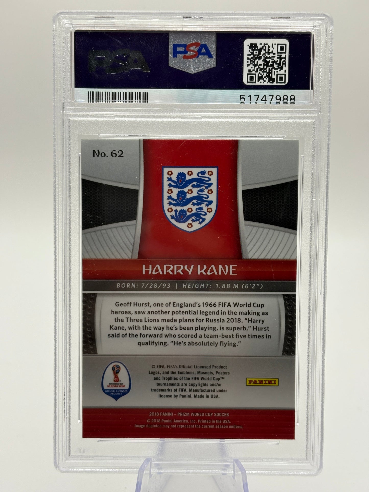 2018 Panini Prizm World Cup Harry Kane #62 PSA 9 MINT FRENLY BRICKS - Open 7 Days