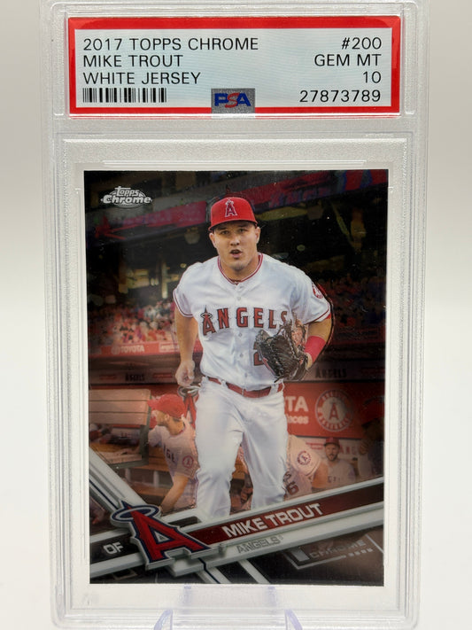 2017 Topps Chrome - #200 Mike Trout PSA 10 MINT FRENLY BRICKS - Open 7 Days
