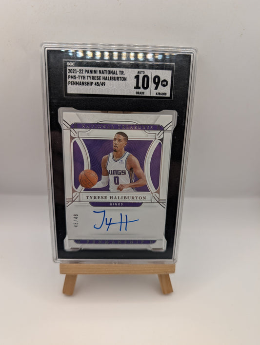 TYRESE HALIBURTON 2021-22 National Treasures Penmanship Auto /49 SGC 9 FRENLY BRICKS - Open 7 Days