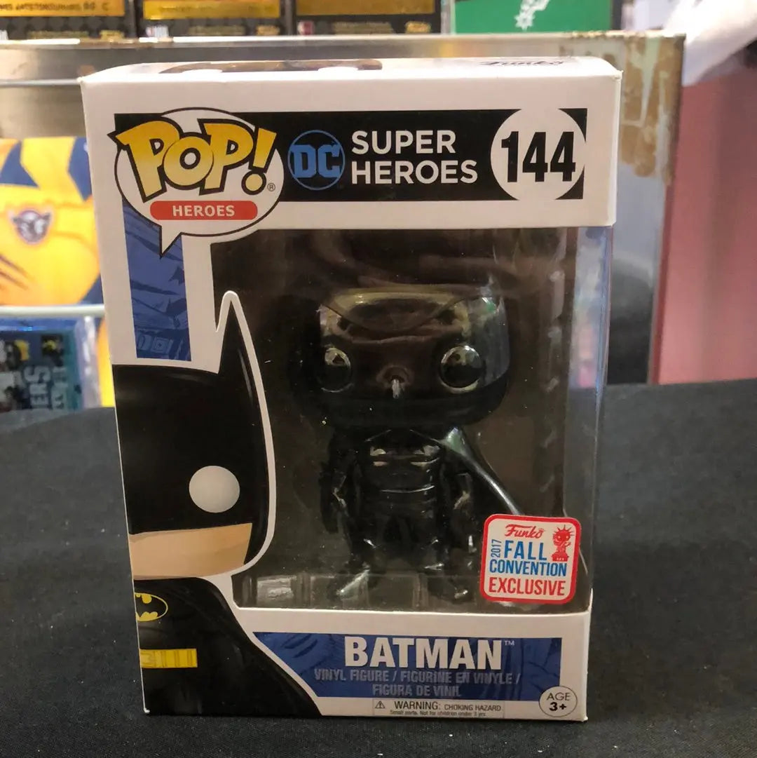 Batman Pop #144 Black Chrome - DC Super Heroes Funko Pop! Vinyl 2017 Fall Con FRENLY BRICKS - Open 7 Days