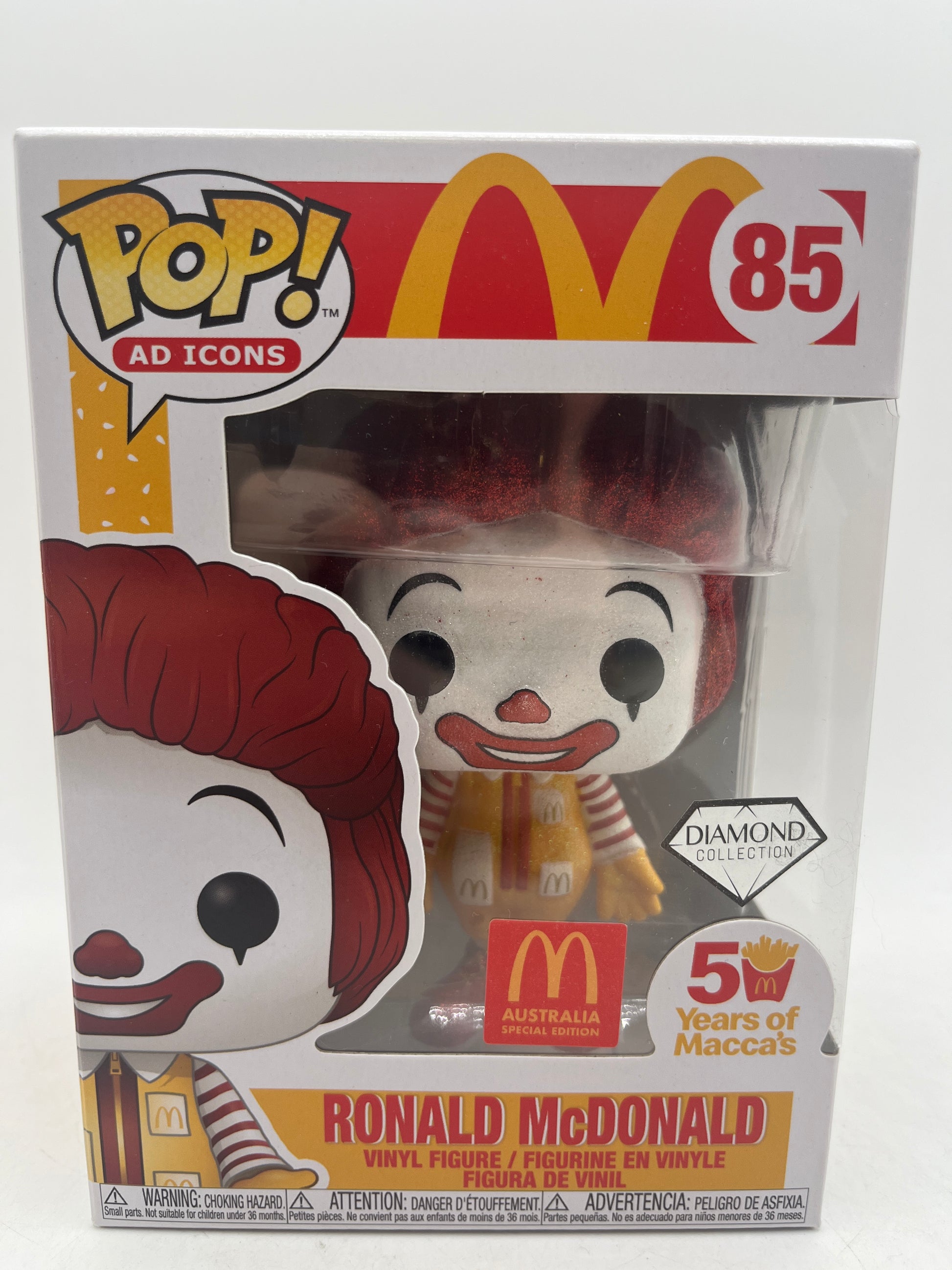 Funko POP! McDonalds Australia Ronald McDonald Diamond #85 50 Years of Macca's image 1