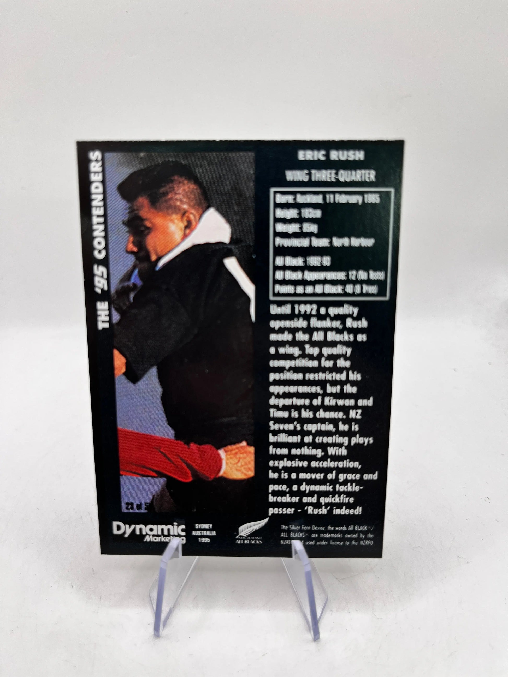 Eric Rush Auto - 1995 Dynamic Marketing Rugby Union Card NZ All Blacks #23 FRENLY BRICKS - Open 7 Days