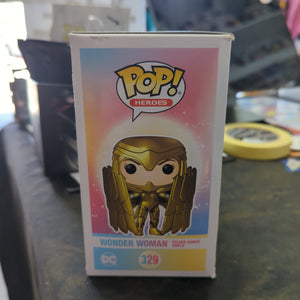 FUNKO POP VINYL - WONDER WOMAN Golden Armor Shield 329 DC FRENLY BRICKS - Open 7 Days