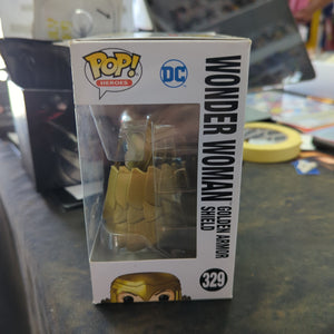 FUNKO POP VINYL - WONDER WOMAN Golden Armor Shield 329 DC FRENLY BRICKS - Open 7 Days