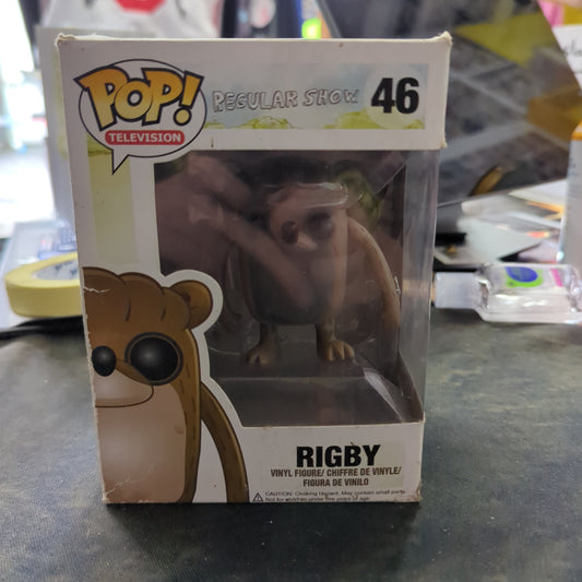 FUNKO POP VINYL - RIGBY - REGULAR SHOWN- 46 **DAMAGED** FRENLY BRICKS - Open 7 Days