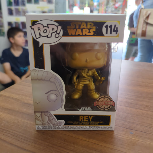 Rey 114 Funko Pop! Gold Metallic Vinyl Figure Special Edition Star Wars FRENLY BRICKS - Open 7 Days