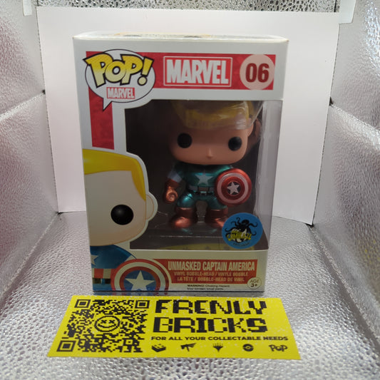 Marvel Funko Pop Vinyl - Unmasked Captain America - No. 06 FRENLY BRICKS - Open 7 Days