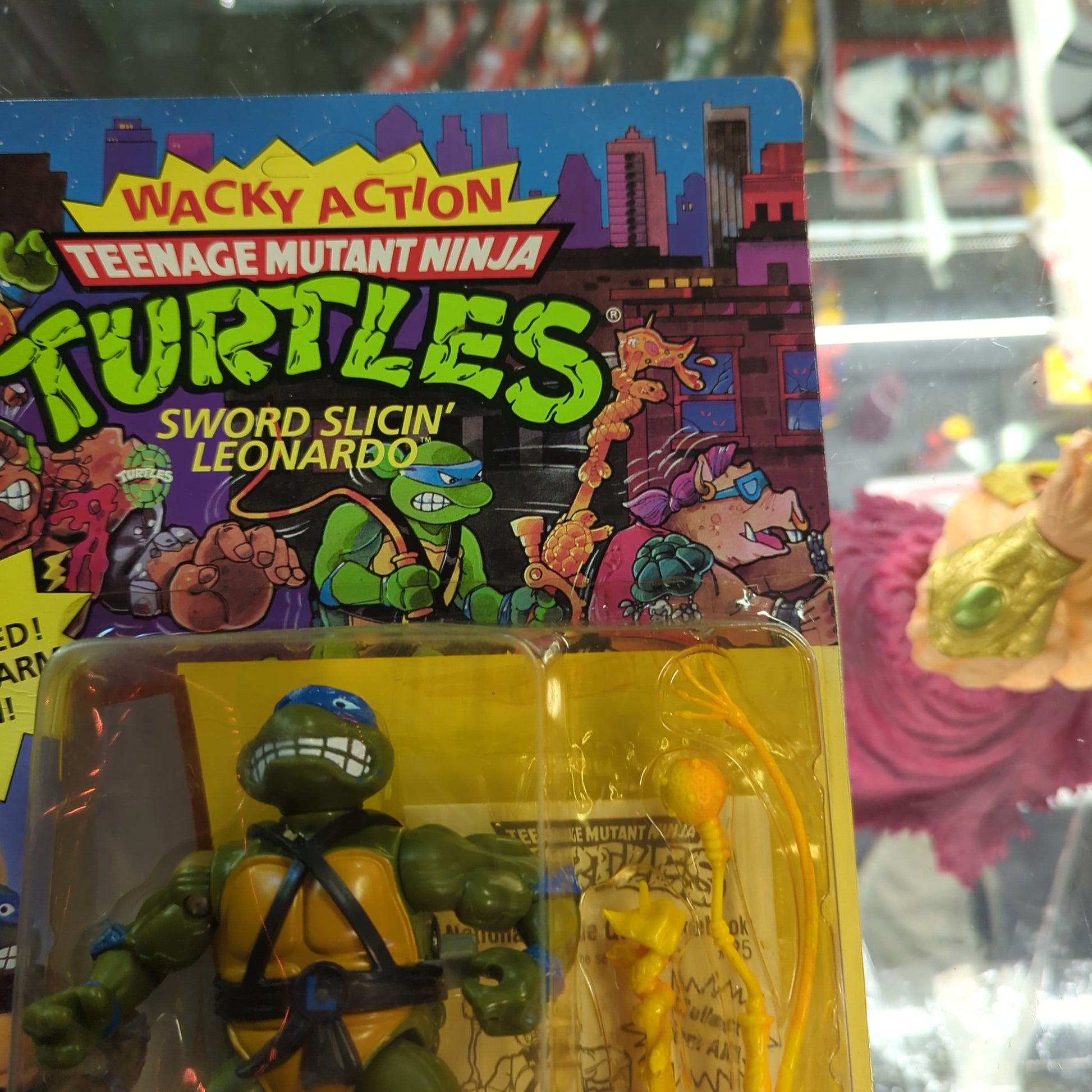 TMNT 1989 Ninja Turtles Wacky Action Sword Slicin Leo Leonardo Action Figure FRENLY BRICKS - Open 7 Days