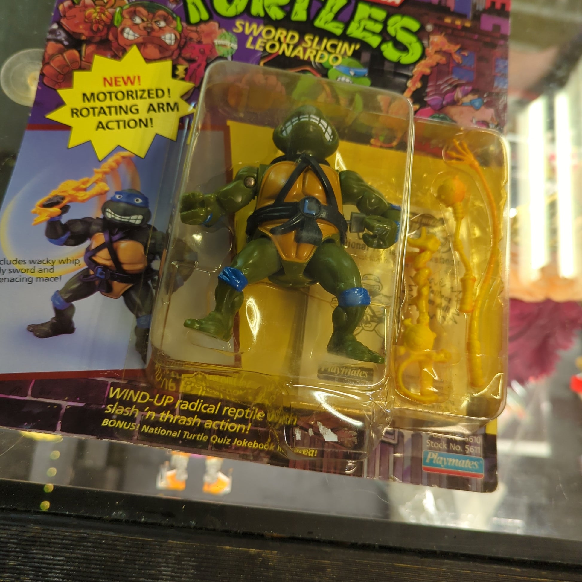 TMNT 1989 Ninja Turtles Wacky Action Sword Slicin Leo Leonardo Action Figure FRENLY BRICKS - Open 7 Days