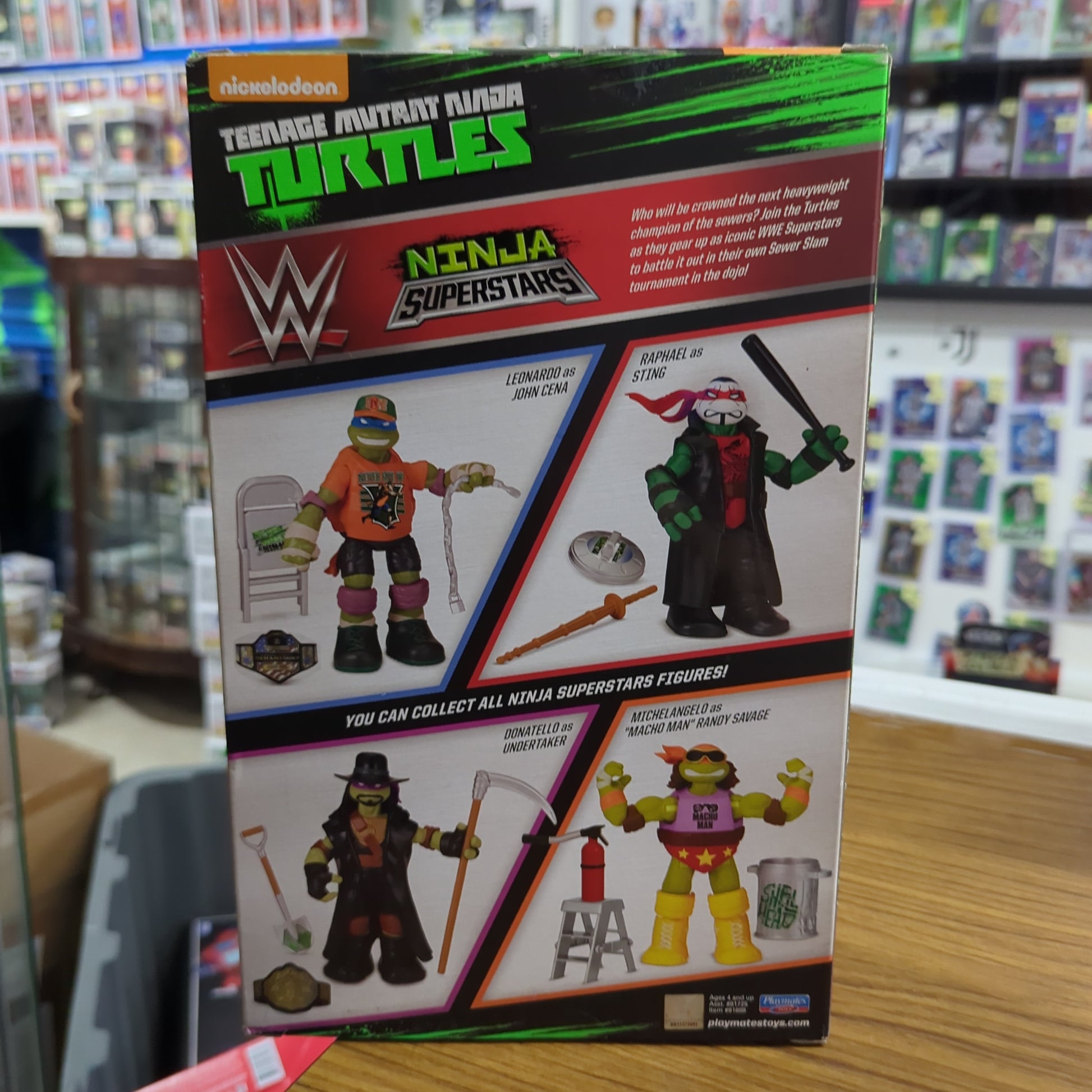 TEENAGE MUTANT NINJA TURTLES Superstars WWE Michelangelo Macho Man RANDY FRENLY BRICKS - Open 7 Days