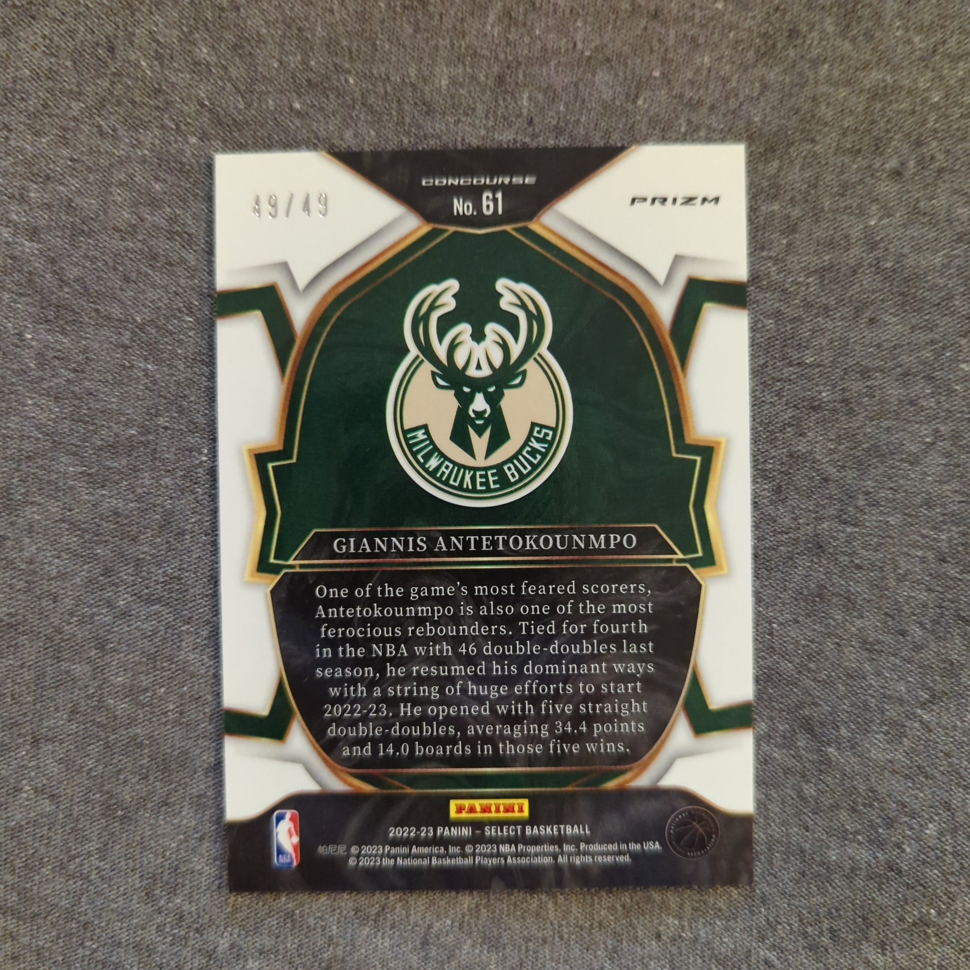 2022-2034 Select Giannis Antetokounmpo Concourse #61 49/49 FRENLY BRICKS - Open 7 Days