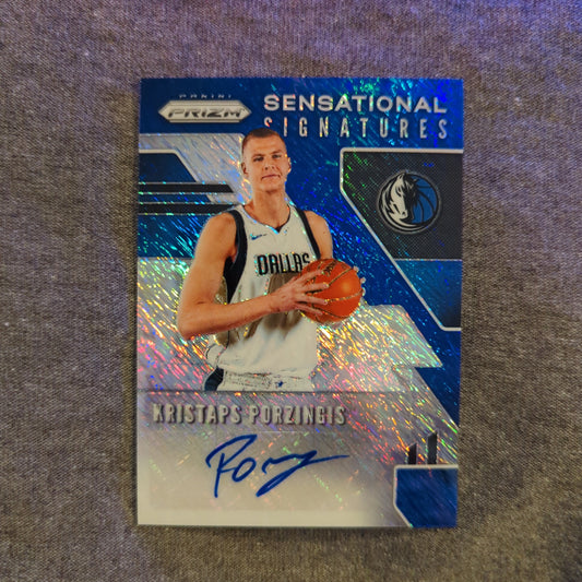 2019-2020 Prizm Sensational Signatures Blue Shimmer Kristaps Porzingis AUTO FRENLY BRICKS - Open 7 Days