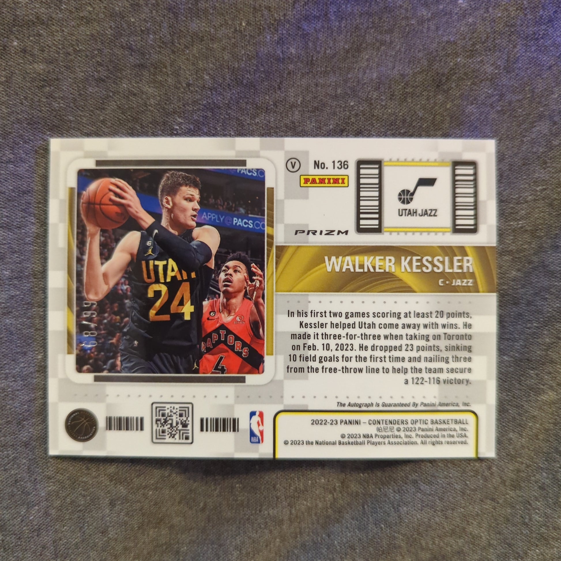 2022-23 Contenders Optic Rookie ticket Walker Kessler AUTO /99 FRENLY BRICKS - Open 7 Days