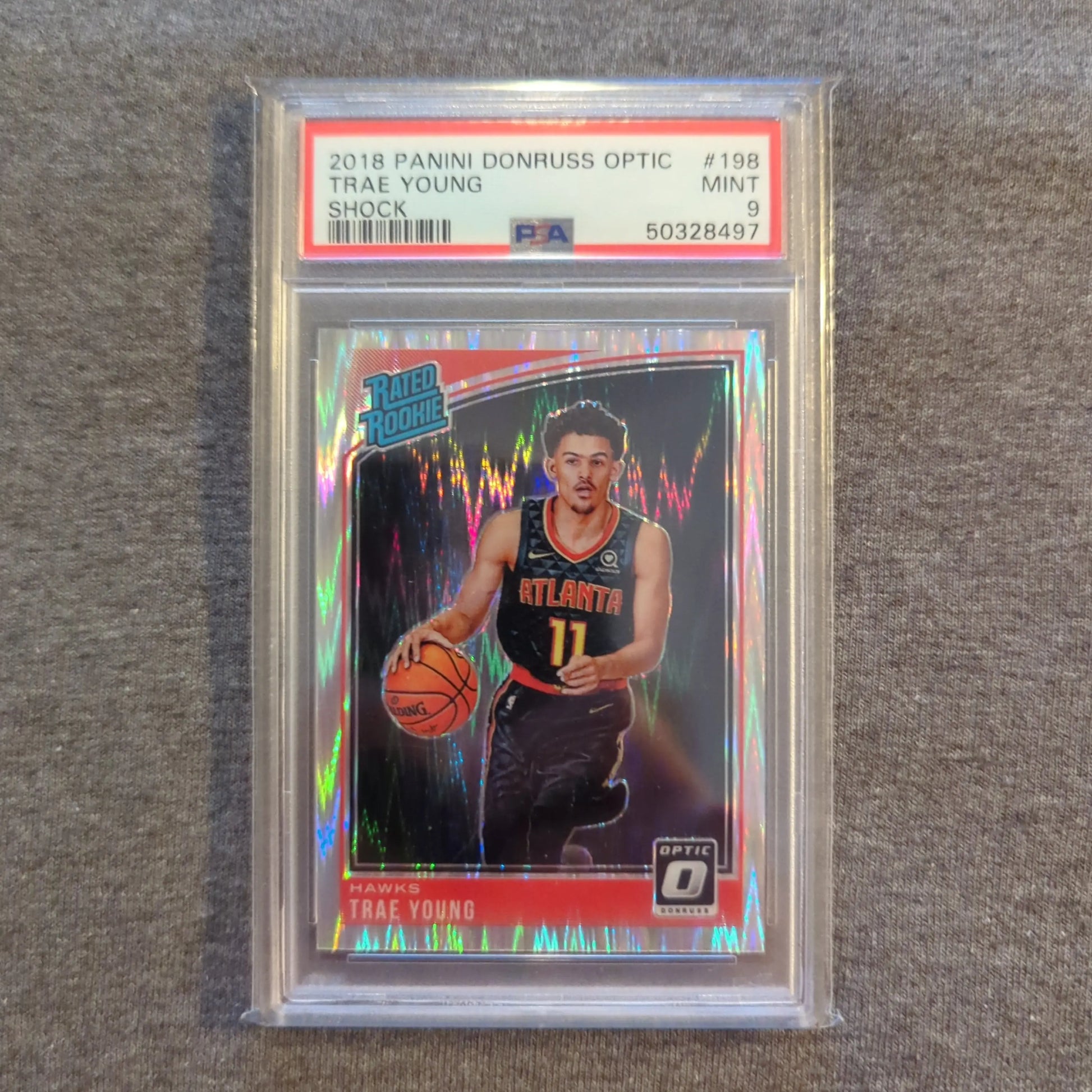 2018-19 Panini Donruss Optic Trae Young Shock Prizm PSA 9 Rated Rookie Card RC FRENLY BRICKS - Open 7 Days