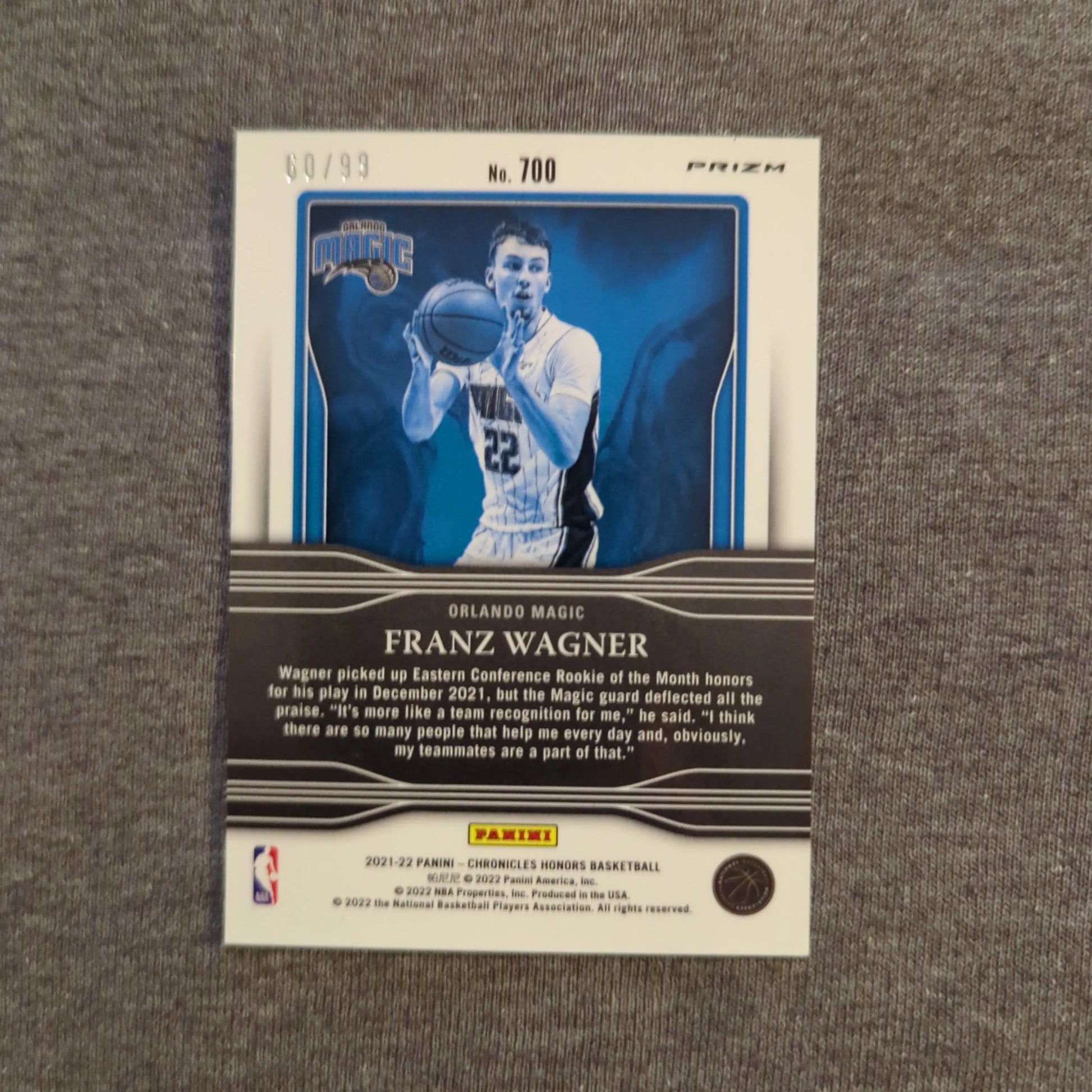 FRANZ WAGNER 2021-22 PANINI CHRONICLES HONORS Blue PRIZM #/99 RC SP MAGIC ROOKIE FRENLY BRICKS - Open 7 Days