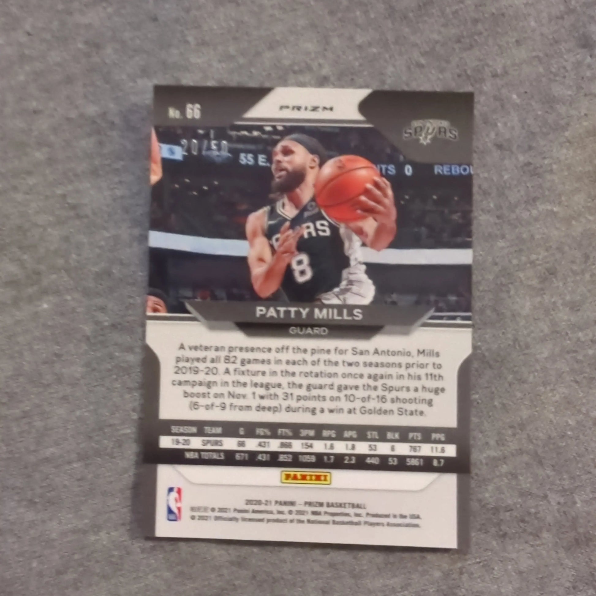 PANINI SELECT 2020-21 Patty Mills PINK DISCO /50 FRENLY BRICKS - Open 7 Days