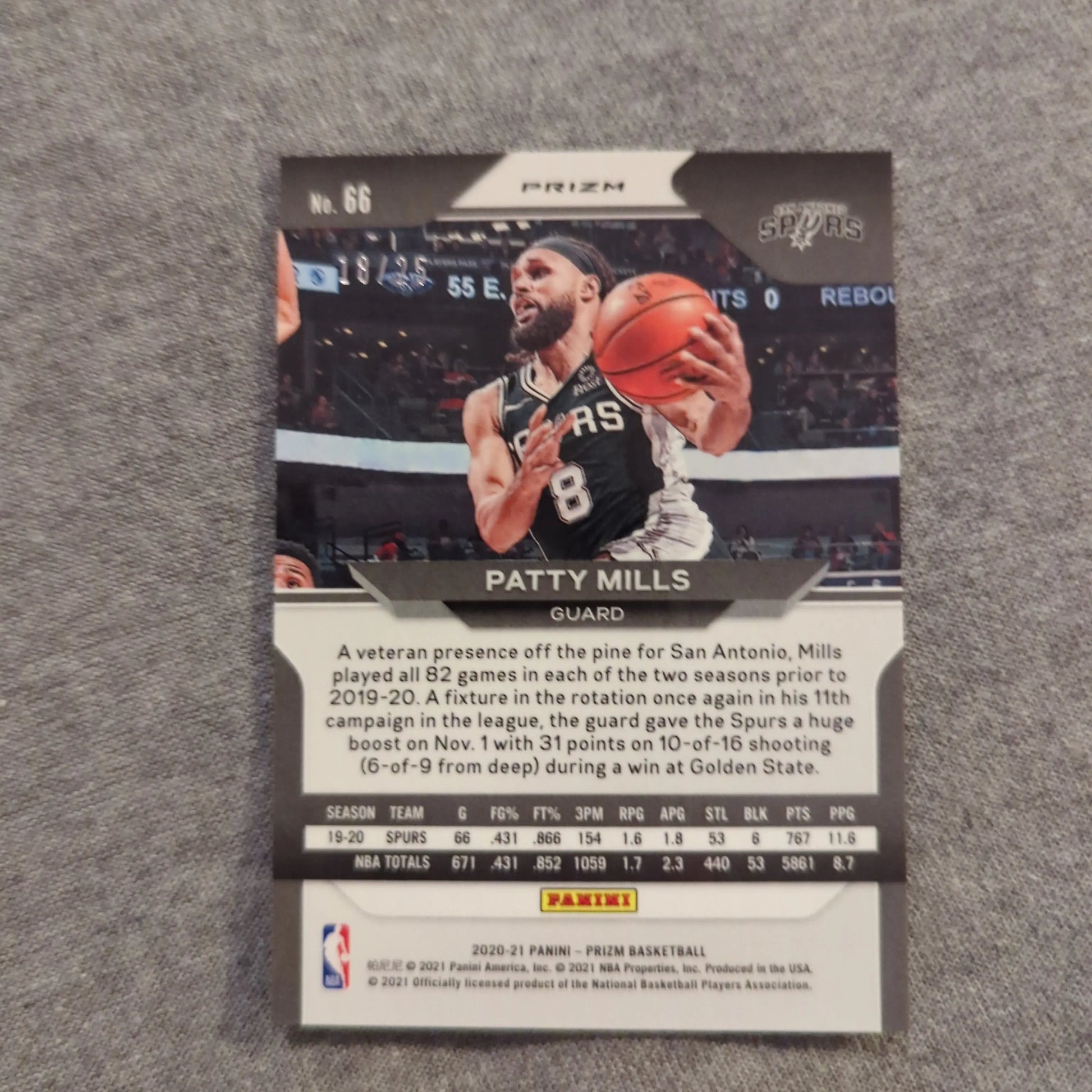 Panini Prizm 2020-21 Patty Mills /25 Mojo ssp FRENLY BRICKS - Open 7 Days