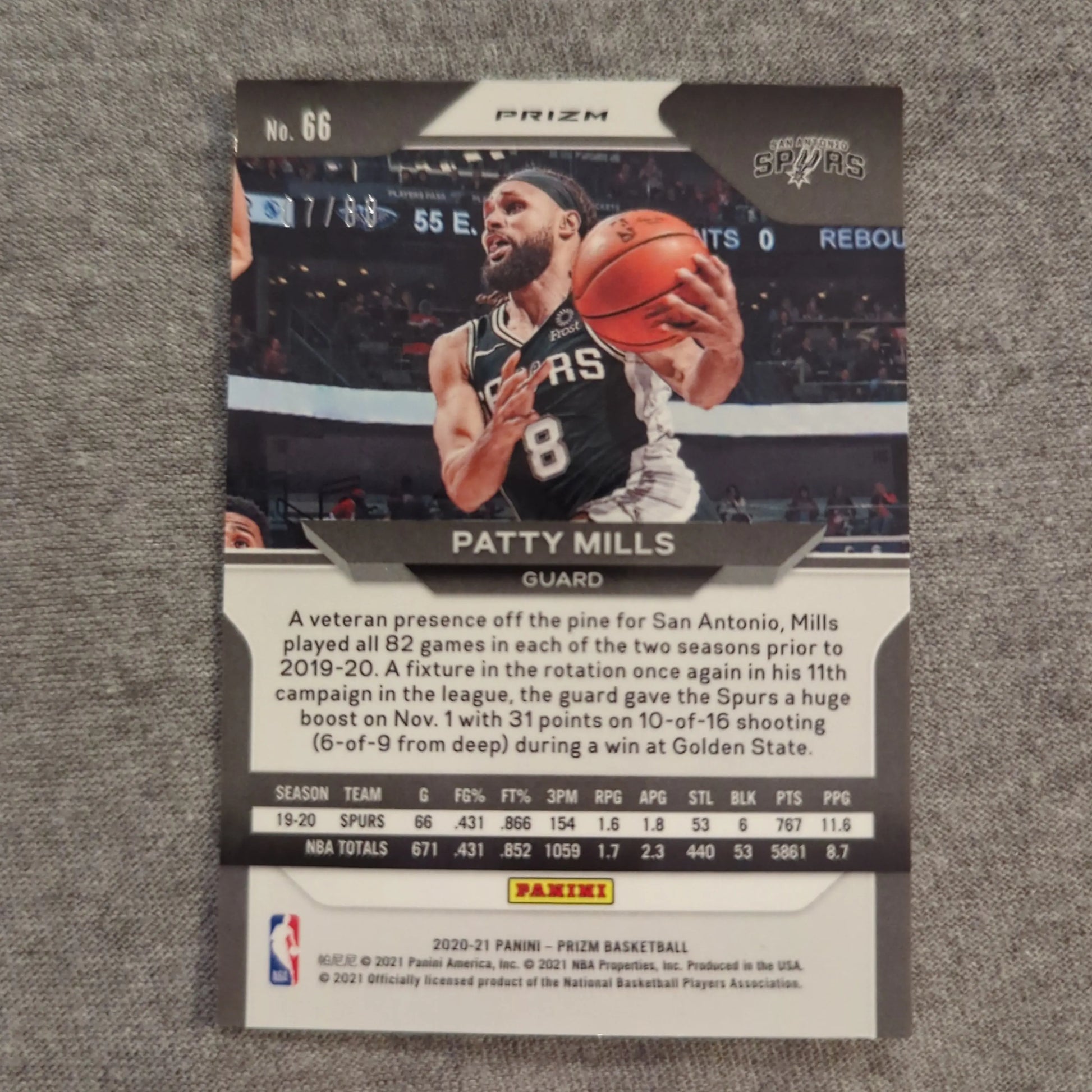 Panini Prizm 2020-21 Patty Mills RED SCOPE /88 FRENLY BRICKS - Open 7 Days