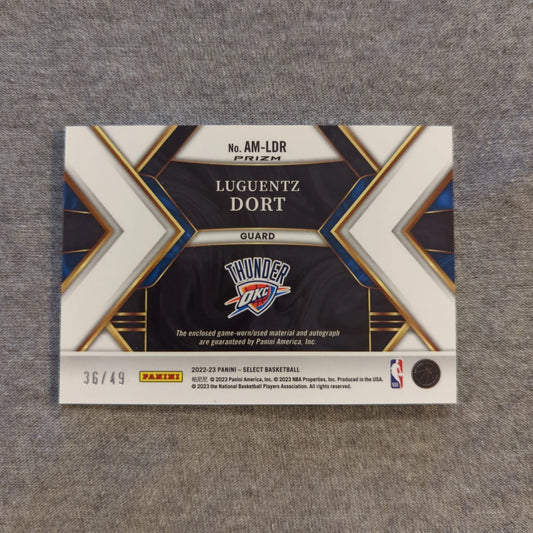 2022-23 SELECT LUGUENTZ DORT AUTOGRAPHED MEMORABILIA JERSEY AUTO BLUE /49 FRENLY BRICKS - Open 7 Days