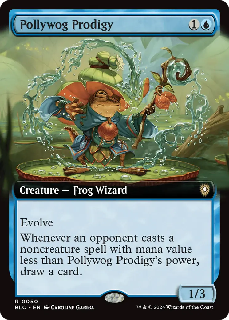 Pollywog Prodigy (0050 - Extended Art) Bloomburrow Commander Decks Variants (R) Collector #: 0050 FRENLY BRICKS - Open 7 Days