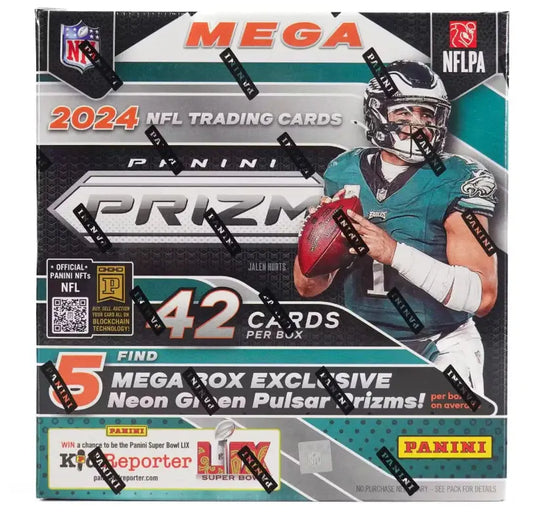 2024 Panini Prizm Football Mega Box (Neon Green Pulsar) FRENLY BRICKS - Open 7 Days