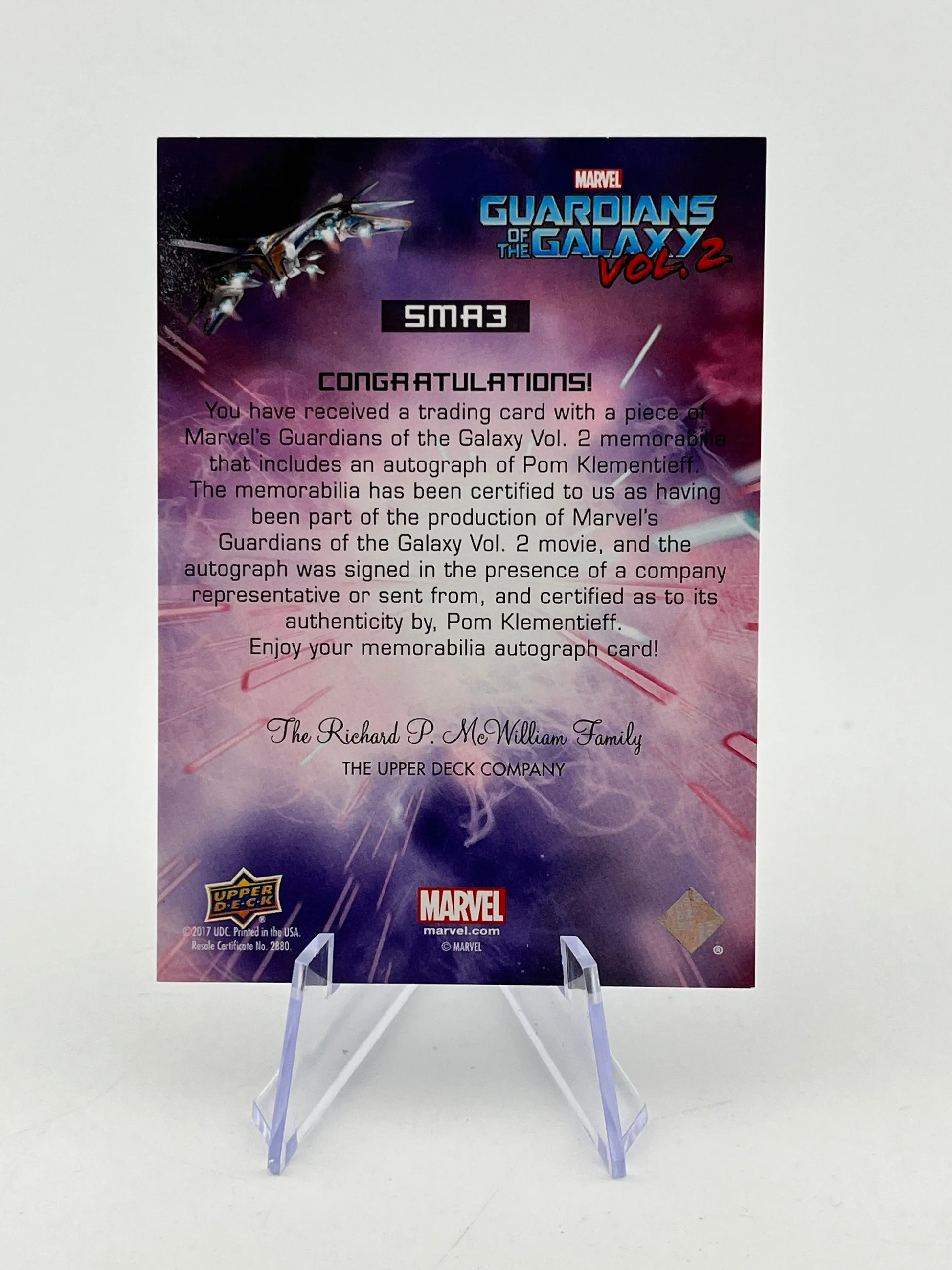 Upper Deck - Marvel Guardians of the Galaxy Volume 2 - Pom Klementieff #SMA3 Auto FRENLY BRICKS - Open 7 Days