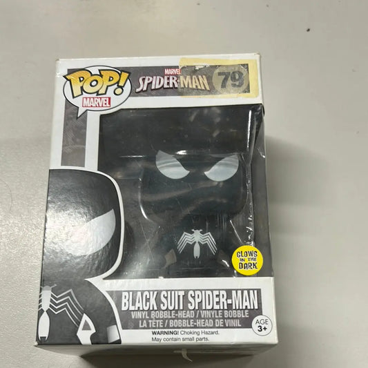 Black Suit Spider Man #79 Marvel Funko Pop Vinyl Glows In The Dark FRENLY BRICKS - Open 7 Days