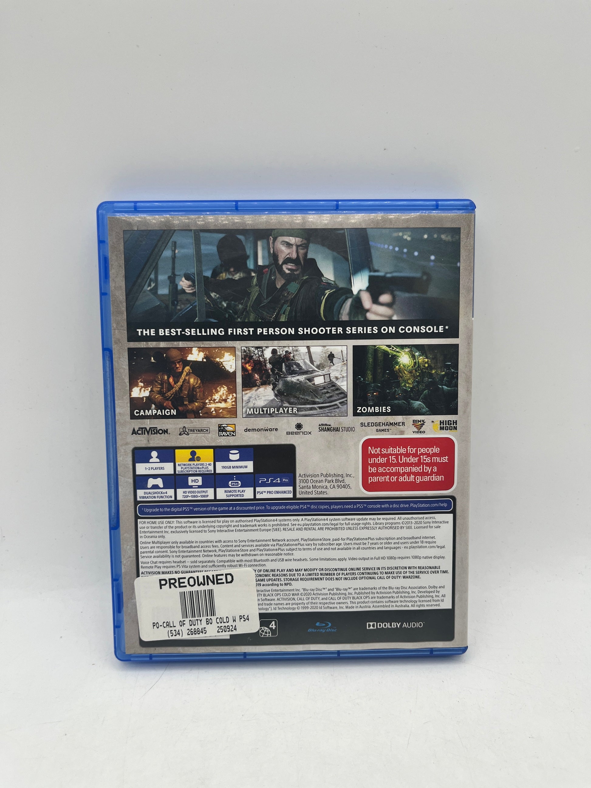 PlayStation 4 - Call Of Duty Black Ops Cold War - No Manual FRENLY BRICKS - Open 7 Days