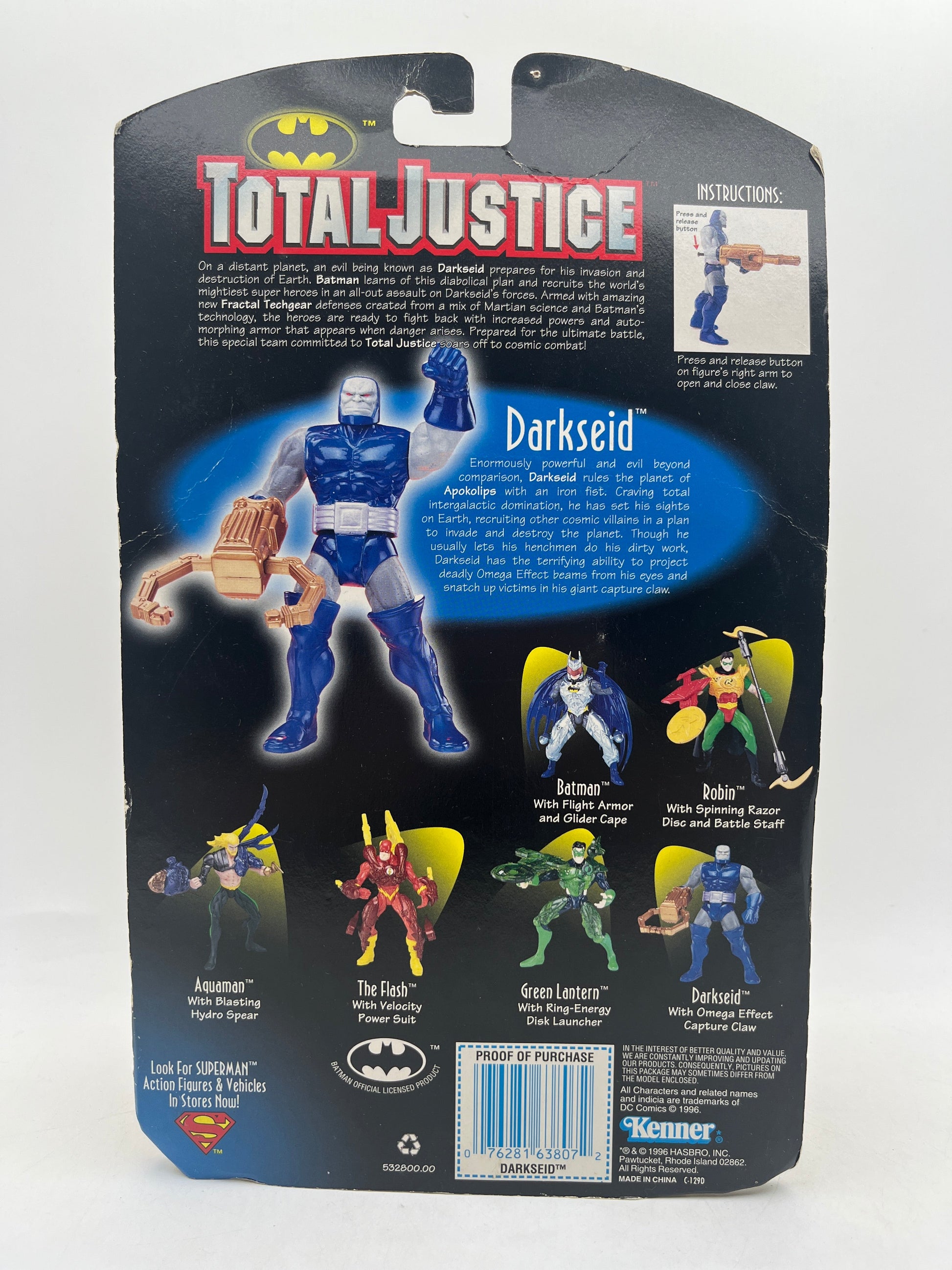 Total Justice Darkseid Kenner Figure Omega Claw DC Comics 1996 FRENLY BRICKS - Open 7 Days
