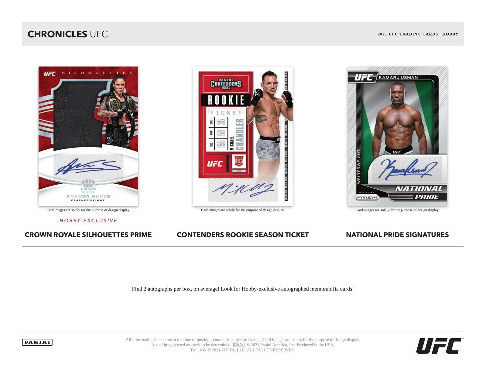 2021 Panini Chronicles UFC Hobby Box FRENLY BRICKS - Open 7 Days