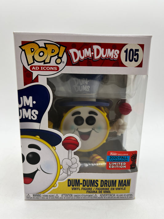 Funko POP! Ad Icons Dum•Dums - Dum-Dums Drum Man #105 - Fall Limited Edition FRENLY BRICKS - Open 7 Days