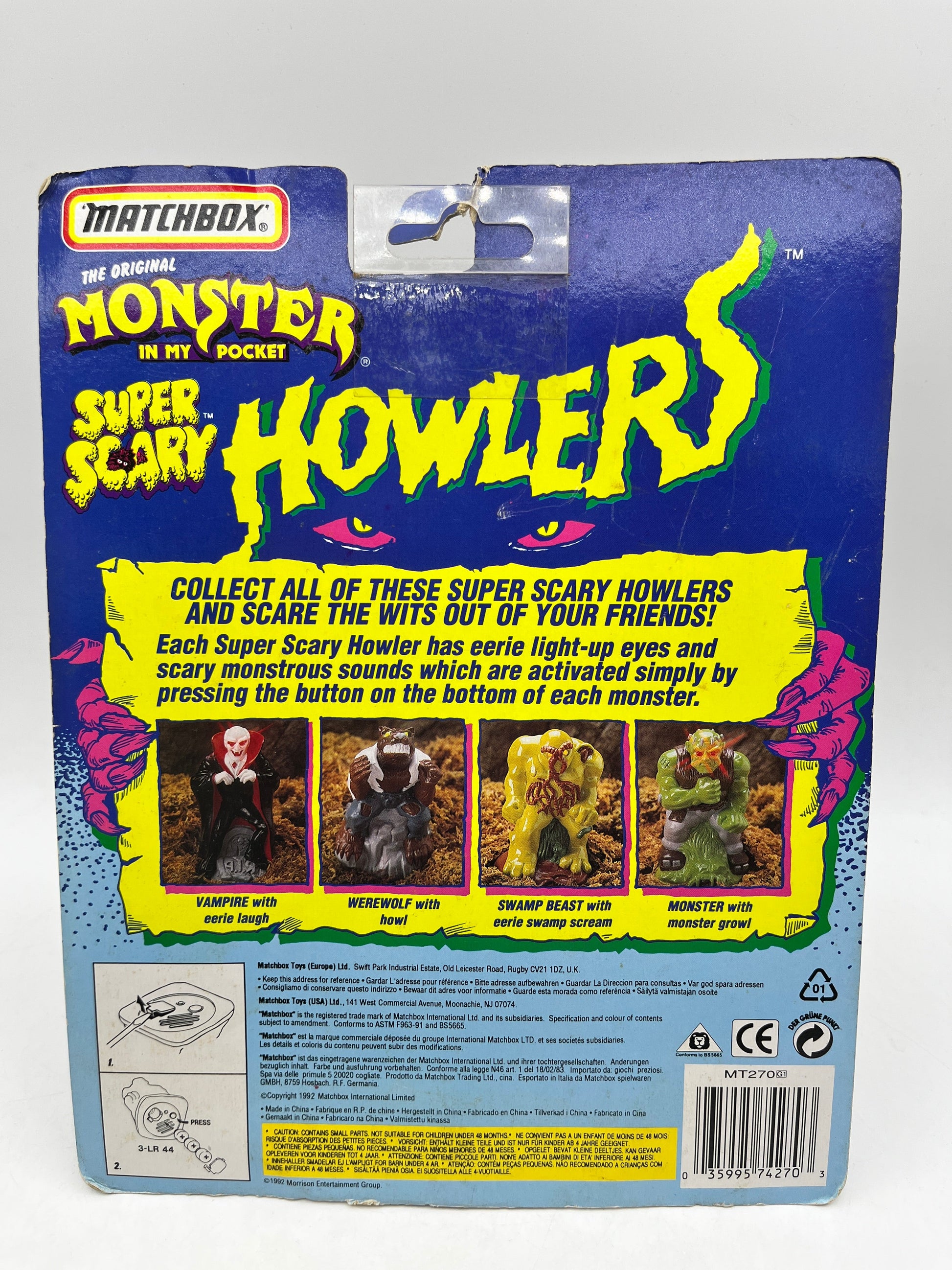 Vintage - 1992 Matchbox - Monster In My Pocket HOWLERS - Monster - Sealed FRENLY BRICKS - Open 7 Days